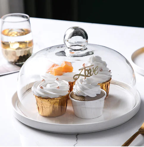 European-Style Transparent Glass Cake Dome Cover